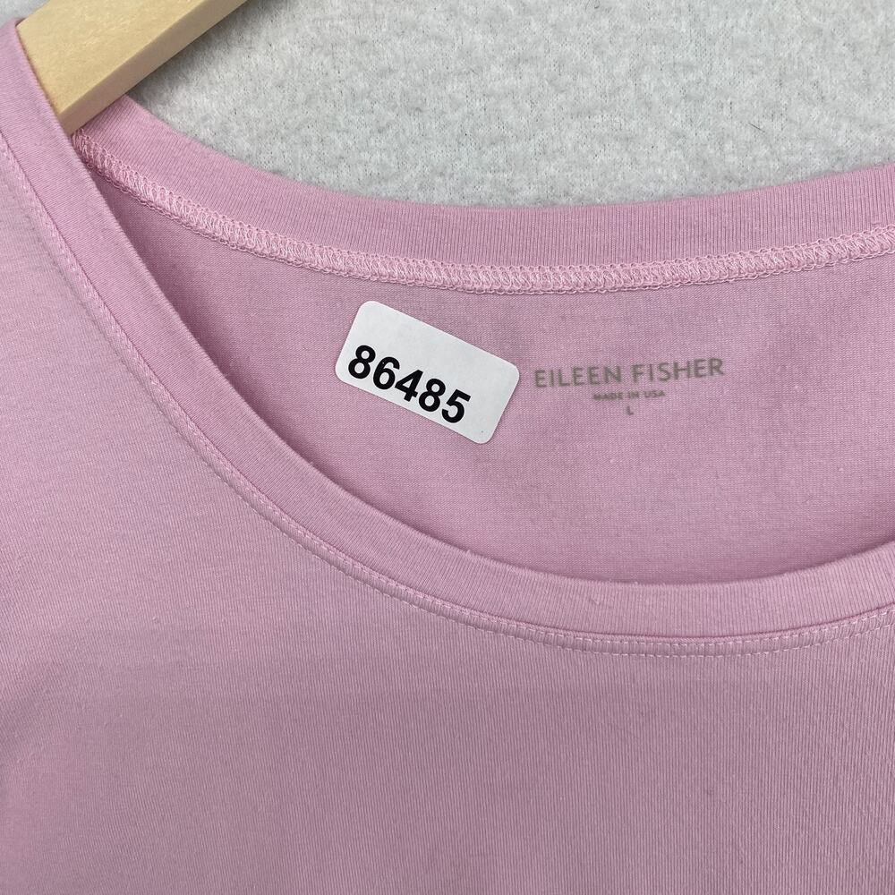 EILEEN FISHER Top L Stretch Organic Cotton Scoop Neck Short Sleeve Pink USA - Picture 11 of 11